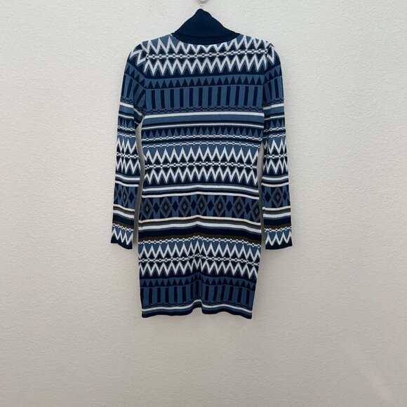 Romeo + Juliet Couture Blue Patterned Turtleneck Sweater Dress Womens Small NEW - Picture 7 of 7